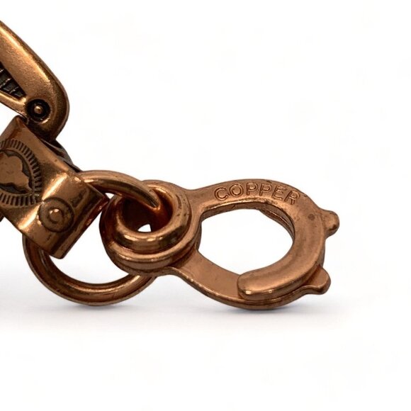 Vintage Solid Copper & Etched Enamel Chainlink Bracelet Southwest Design 8”L - Picture 5 of 9